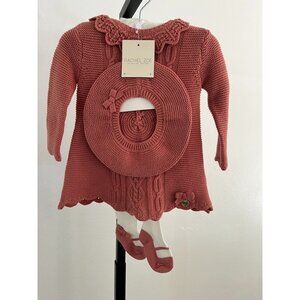NWT Rachel Zoe Baby Girls  Knitted Dress & Beret Set